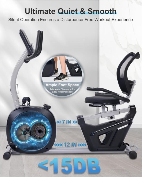 Recumbent Exercise Bike, Recumbent Bike for Home with Smart Workout APP - Recumbent Bikes with Ergonomic Backrest and Comfort Seat, 420LBS Weight Capacity, Larger Backlit Display - Image 6