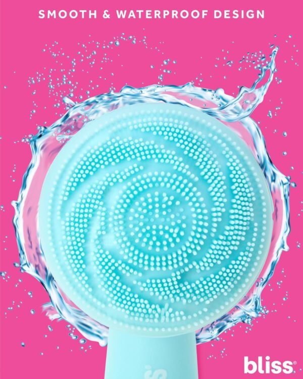 Bliss Facial Cleansing Brush - Electric Silicone Face Scrubber - Facial Massaging and Rejuvenating Skin Scrubber with 4 Modes, Size, Light Blue - Image 5