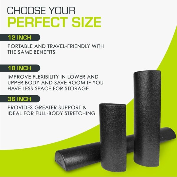 ProsourceFit High Density Foam Rollers 36 - inches long. Firm Full Body Athletic Massager for Back Stretching, Yoga, Pilates, Post Workout Trigger Point Release, Black - Image 5