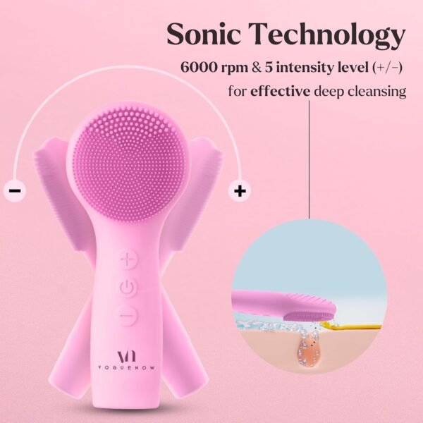 Facial Cleansing Brush - Valentines Gift - for Deep Cleansing, Gentle Exfoliating and Massaging - Waterproof and Rechargeable Face Cleanser Brush - Valentine Gifts for Women, Galentines Day Gifts - Image 9