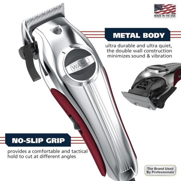 Wahl USA Pro Ultra Quiet High Torque Corded Hair Clipper for Ultra Quiet Operation and Cooler Operating Temperatures, Metal Housing with Bonus Hair Clipping Guard Caddy - Model 3000097 - Image 4