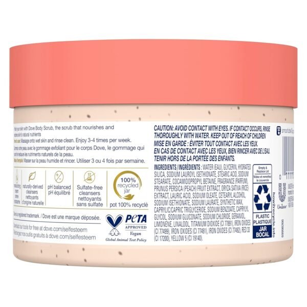 Dove Body Scrub White Peach & Crushed Rice 3 Count for Visibly Silky-Smooth, Nourished Skin, with ¼ Moisturizing Cream, 10.5 oz - Image 3