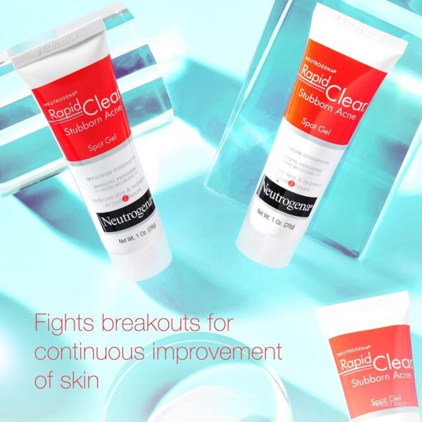 Neutrogena Rapid Clear Stubborn Acne Spot Treatment Gel with Maximum Strength 10% Benzoyl Peroxide Acne Treatment Medication, Pimple Cream for Acne Prone Skin Care, 1 oz - Image 5