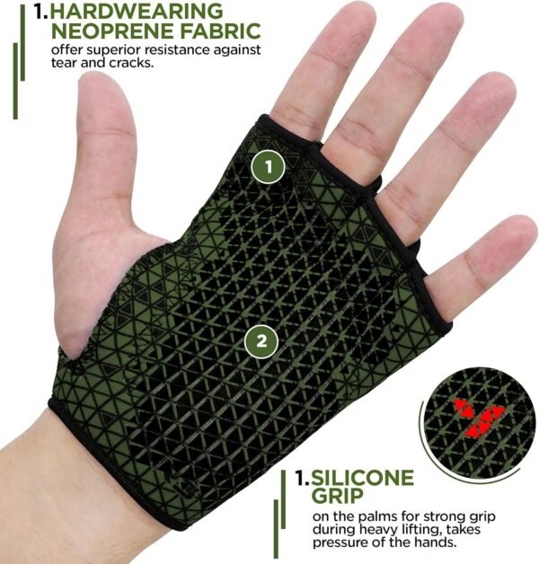 RDX Weight Lifting Gloves Grip, Non Slip Neoprene Ventilated Gym Barehand Gripper, Silicon Palm Protection, Powerlifting Fitness Strength Training Bodybuilding, Chin Pull ups Bar Calisthenics Workout - Image 3