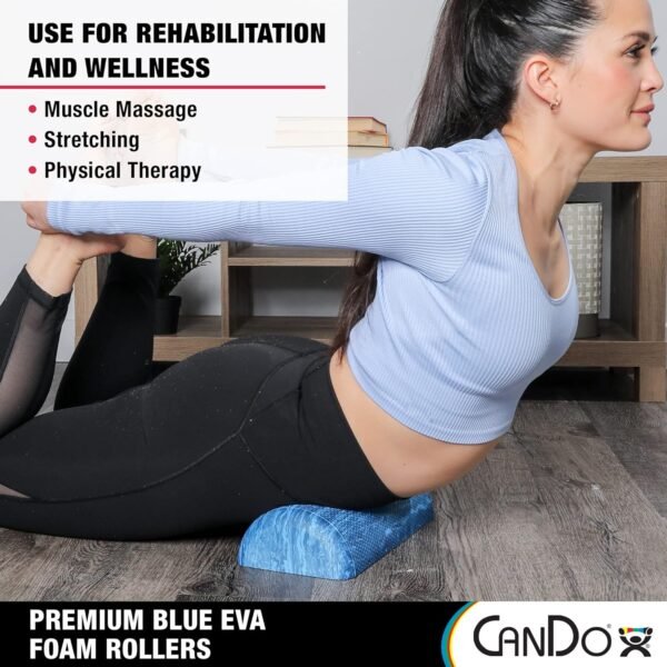 CanDo Blue Marble High Density EVA Foam Roller For Muscle Restoration, Massage Therapy, Sport Recovery, And Physical Therapy. 6" x 36", Half-Round (30-2210) - Image 5
