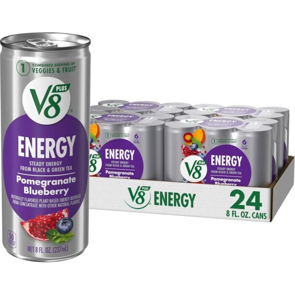 V8 +Energy Pomegranate Blueberry Juice Energy Drink, 8 fl oz Can (24 Pack) - Image 2