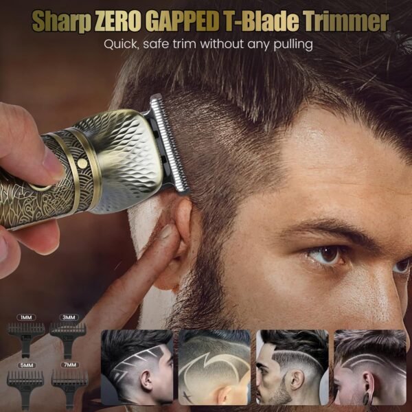 Brightup Beard Trimmer for Men, Electric Razor Shavers for Men, Professional Zero Gapped T-Blade Trimmer, Cordless Hair Clipper, 7 in 1 Grooming Kit for Face Mustache Body Nose Trimmer, Gift for Men - Image 3