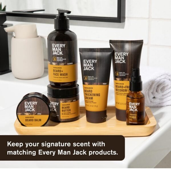 Every Man Jack Mens Sandalwood Grooming Set - Five Full-Sized Essentials: Wash, Lotion, Hydrating Oil, Butter, and Comb - Image 8