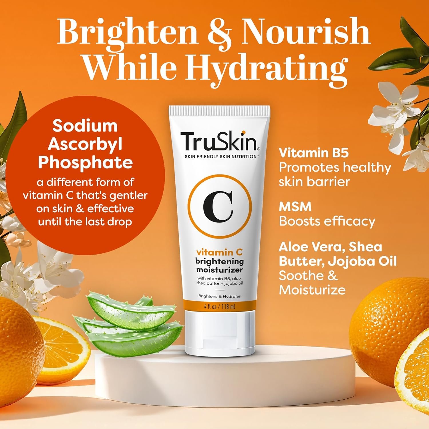 TruSkin Vitamin C Moisturizer Face Cream – Brightening, Anti Aging, Hydrating, Skin Wrinkle Cream – Vitamin B5, Vitamin E, Jojoba Oil, Aloe Vera & Green Tea, 2 Fl Oz - Image 3