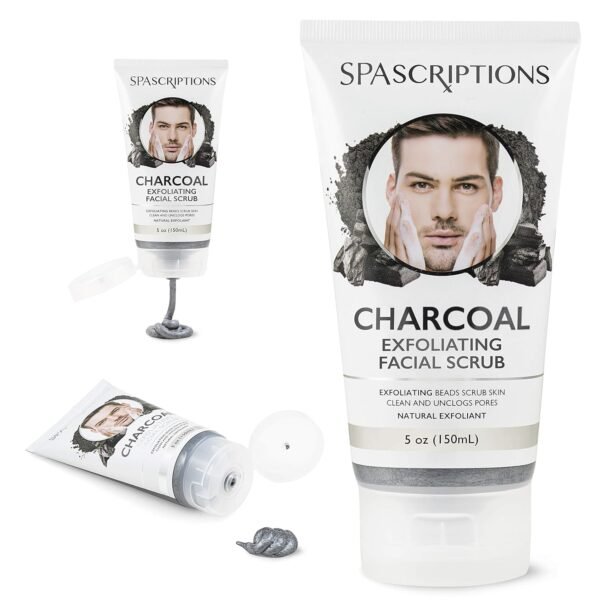 Spascriptions Charcoal Facial Cleanser Exfoliating Facial Scrub Face Wash with Natural Exfoliant- 5 Oz - Image 7