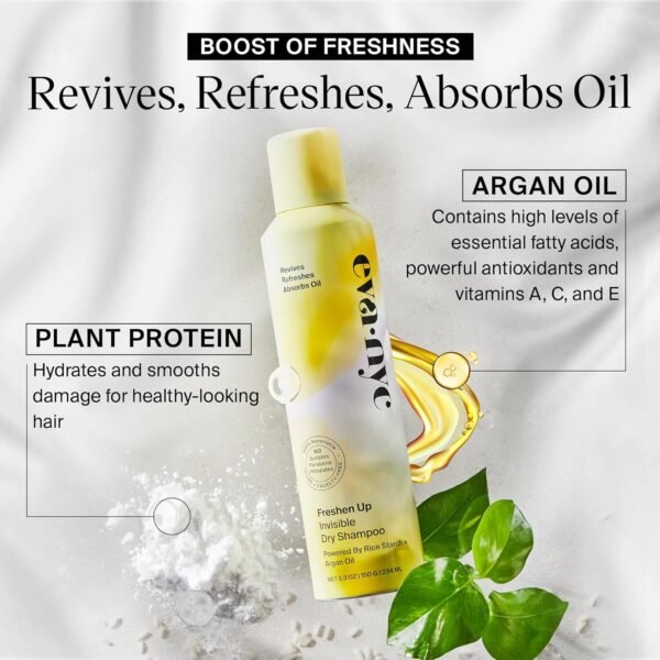 Eva NYC Freshen Up Invisible Dry Shampoo, Cleansing Dry Shampoo for Women of All Hair Types, Non Toxic Shampoo with Argan Oil & Rice Starch, GMO-Free Hair Dry Shampoo, Leaves No White Residue, 5.3 oz - Image 3