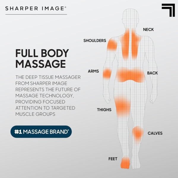 Sharper Image Powerboost Massage Gun Version 3.0-5 Attachments, Quiet Motor, Ergonomic, 6-Speed Lightweight Percussion Massager, Deep Tissue Full Body Muscle Recovery for Pain - Black [Exclusive] - Image 8