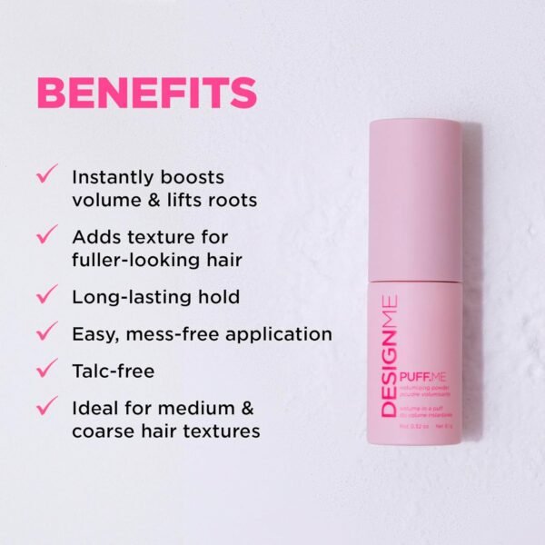PUFF.ME Volumizing Powder by DESIGNME | Hair Powder Volumizer for Hair | Root Lifting Hair Texture Powder for Straight, Curly, or Wavy Hair | Talc Free Hair Powder for Women, (0.32 Oz) - Image 4