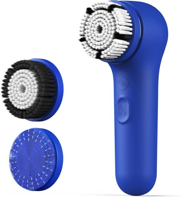 Spinning & V-Sonic Face Scrubber, NågraCoola 3.0 Facial Cleansing Brush, Waterproof & Rechargeable Face Scrub Brush for Men & Women with 3 Brushes, 3 Intensities, 2 Action Modes - Blue - Image 10