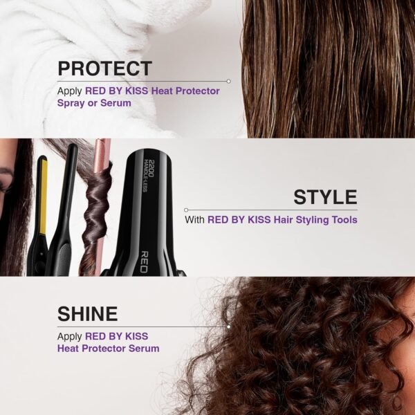 Red by Kiss Heat Protector Hair Styling Serum, Thermal Protection Ultra Shine Oil Serum, Protects Hair form Heat Damage, Anti Frizz Strengthening Hydrating (6 Fl Oz) - Image 7