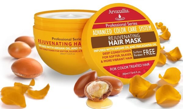 Arvazallia Rejuvenating Hair Mask and Deep Conditioner For Color Treated Hair with Argan Oil and Macadamia Oil Sulfate Free & Paraben Free - Image 3
