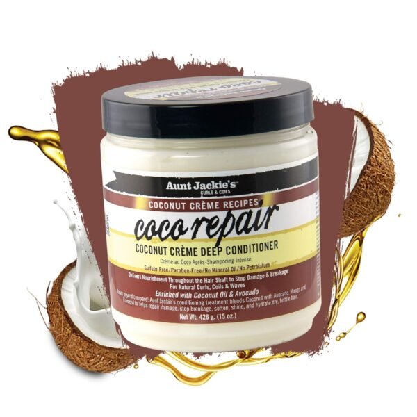 Aunt Jackie's Coconut Crème Recipes Coco Repair Deep Hair Conditioner, Delivers Nourishment, Stops Damage, Breakage for Natural Curls, 15 oz - Image 3