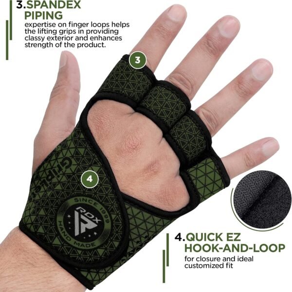 RDX Weight Lifting Gloves Grip, Non Slip Neoprene Ventilated Gym Barehand Gripper, Silicon Palm Protection, Powerlifting Fitness Strength Training Bodybuilding, Chin Pull ups Bar Calisthenics Workout - Image 5