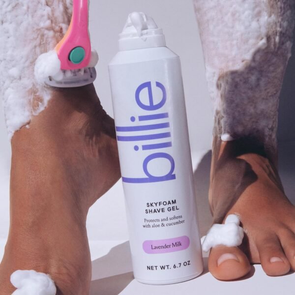 Billie SkyFoam Shave Gel - Lavender Milk Scent - Water-activated Foam - Made With Aloe & Cucumber - For A Close, Smooth Shave - 6.7 fl oz - Image 8