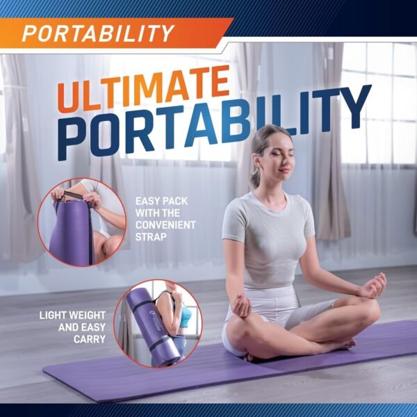 Circuit Fitness by Marcy Non-Slip Multi-Purpose Exercise Yoga Mats with Carrying Strap Multi-Thickness, Multi-Color Options - Image 7