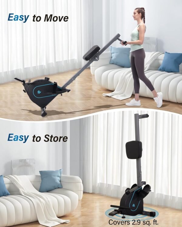 ECHANFIT Rowing Machine for Home Use - Rower with 16 Levels Adjustable Resistance, Ergonomic Seat, Tablet Holder, LCD Monitor and 350 LB Weight Capacity - Image 10
