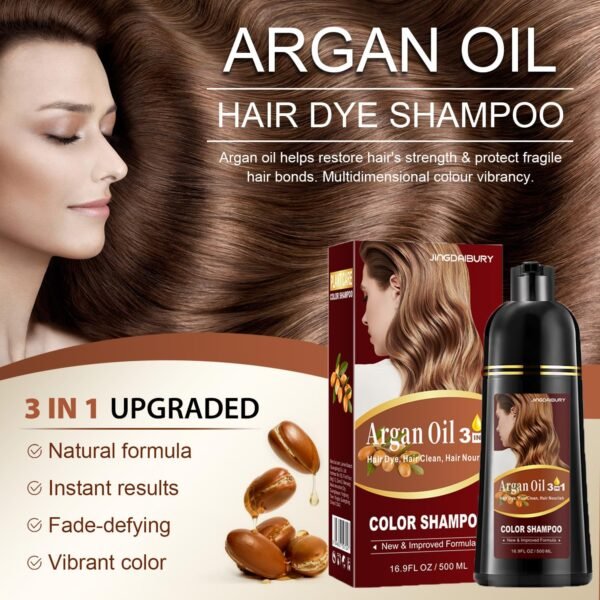 Light Brown Hair Dye Shampoo, 3 in 1 Argan Oil Hair Color Shampoo for Women Men, Long-Lasting & Natural-Looking Color, Easy to Use, Champu Para Canas, Para el Cabello, 500 Ml - Image 7