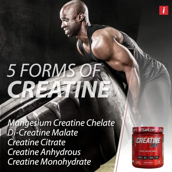 iSatori Creatine A5X, 5 Phase Creatine Powder Formula with & Betaine Anhydrous, Stim-Free Pre Workout Muscle Builder & Post Workout Recovery Powder, Unflavored, 50 Serving - Image 5