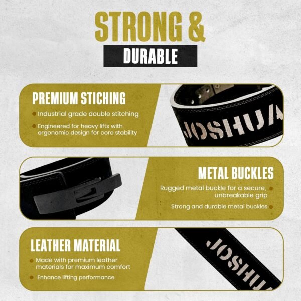 Christian Lever Weight Lifting Belt- 10mm Thick Leather Weightlifting Belt for Men & Women- Durable Leather Weight Belt for Men- High Strength Powerlifting Belt- Squat Belt, Deadlifting Belt - Image 3