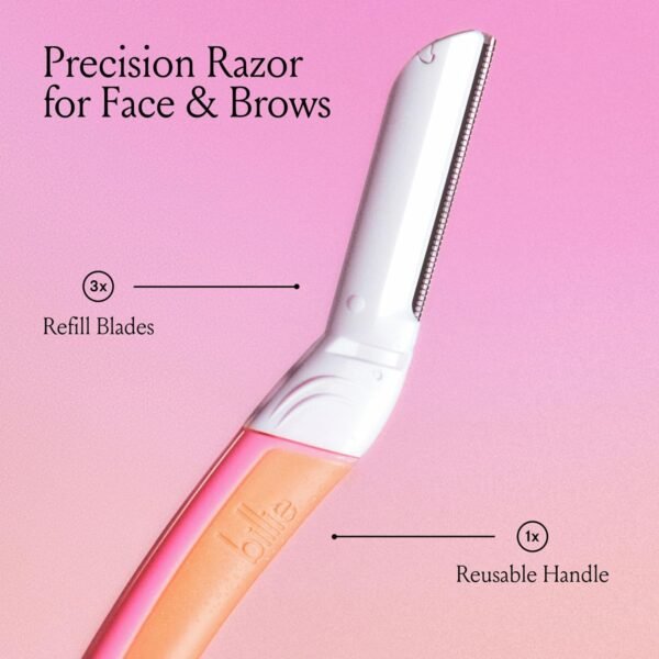 Billie Dermaplane Starter Kit + Travel Case for 5-Blade Razor - Reusable Handle + 3 Refill Blades Remove Facial Hair Shape Brows + Portable Magnetic Storage - Image 4