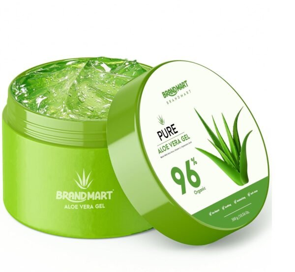Organic Aloe Vera Gel for Face, Body Skin, Hair & Sunburn Relief, 96% Pure Aloe Vera Gel for Soothing, Hydration, Calming Moisturizer for After Sun Skin Care (300 ml) - Image 2