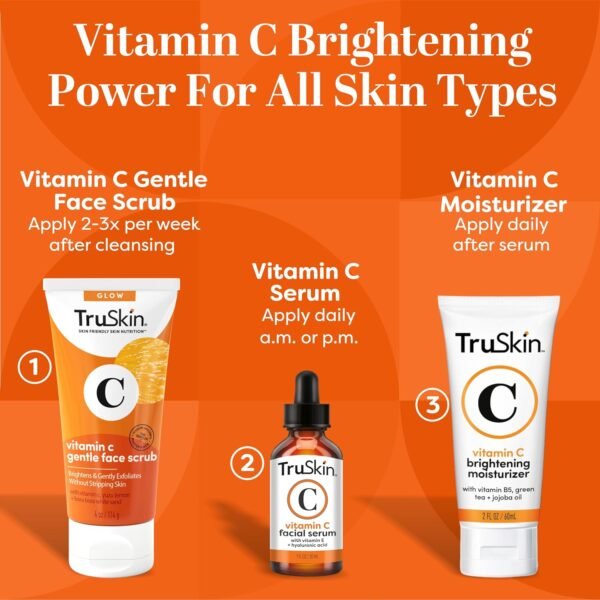 TruSkin Vitamin C Gentle Face Scrub - Brightening Daily Face Exfoliator for All Skin Types - Softens & Smooths Skin with Vitamin C, Yuzu Lemon, and Exfoliating Bora Bora White Sand - 4 Fl. Oz - Image 7