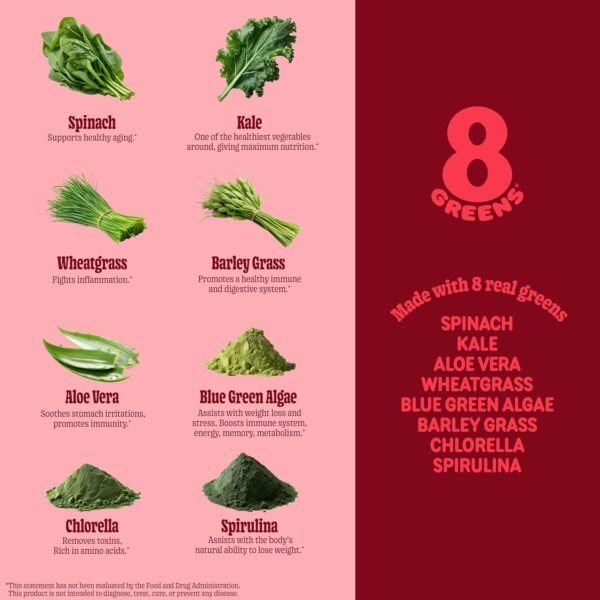 8Greens Supergreens Gummies | Super Greens Powder Superfood Gummy for Metabolism, Immunity & Focus, Digestive Health Enzymes, Organic: Chlorella, Spirulina, Aloe Vera, Apple Flavor, 50 Count - Image 7