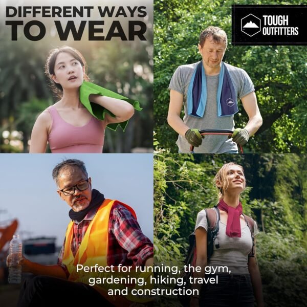 Tough Outdoors Cooling Towels (38.5"x12") - Cooling Towels for Neck & Face, Cooling Neck Wraps - Ice Towel & Sweat Rag for Camping, Gym, Yoga & Sports - Image 7