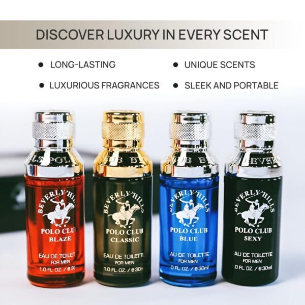Beverly Hills Polo Club Exclusive Fragrance Collection For Men With 4 Different Fragrances, Blaze, Blue, Classic, and Sexy, 1fl oz Each (Pakaging May Vary) - Image 8
