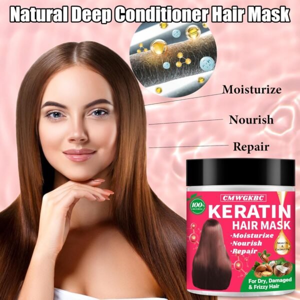 Collagen Hair Mask & Keratin Hair Mask for Damaged Hair,Keratin Hair Treatment,Repair Deep Conditioner for Dry Hair,Vitamin E Natural Hydrating Hair Mask with Argan Oil All Hair Type,Hair Care Gifts - Image 8