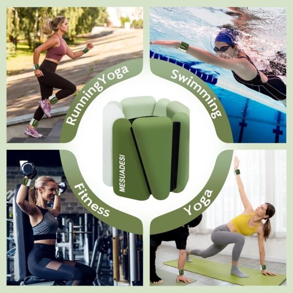 Wrist Weights for Women, Set of 2 Adjustable Ankle Weights Wearable Arm and Leg Wrist Weights for Walking Yoga Pilates Running Dance Gym 1Lb Each - Image 8
