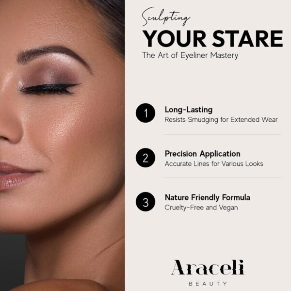 Aracelli Beauty Water Resistant Long-Lasting Eyeliner Pen - Precision Liquid Eye Liner with Smudge-Proof Formula - Easy Glide & Quick Dry - Perfect for Cat Eye & Winged Looks - Brown - Image 8
