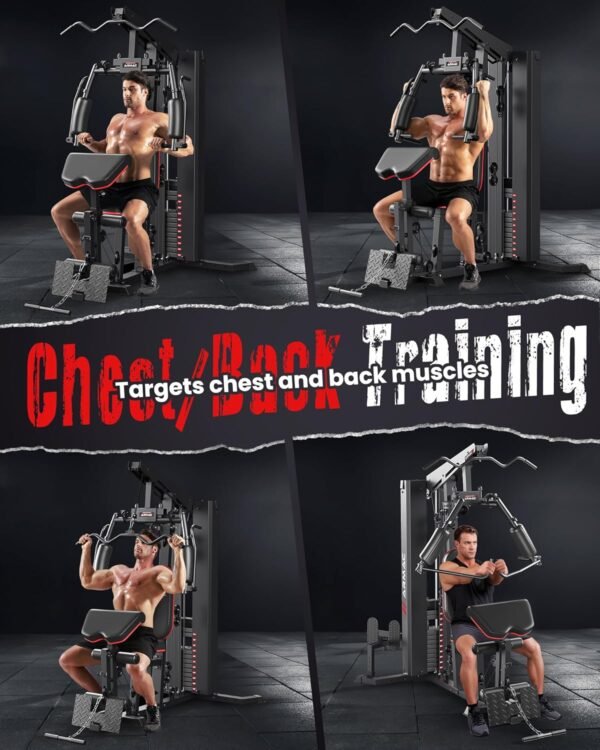 Home Gym, Multifunctional Home Gym Equipment for Leg Press, 150LBS Weight Stack Machine, Workout Station with Pulley System for Full Body Training - Image 7