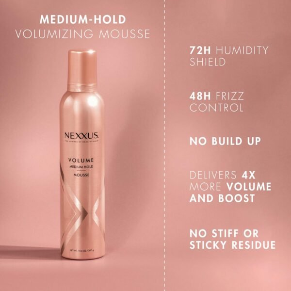 Nexxus Volumizing Foam Hair Mousse, Volume Volumizing Mousse, Hair Styling Mousse, Pink, 10.6 Ounce (Pack of 1) - Image 4