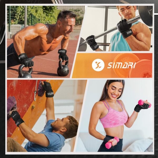 SIMARI Padded Workout Gloves for Men and Women, Ventilated Weight Lifting Gloves with Wrist Wraps Support, Full Palm Protection, Great Grip for Gym Training, Fitness, Weightlifting, Exercise - Image 8