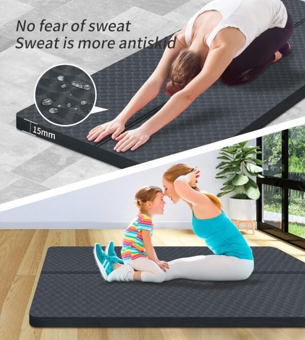 nuveti Large Exercise Mat - 15mm/20mm/30mm Thick Yoga Mat | Workout Mat for Fitness, Yoga, Pilates, Stretching & Floor Exercises for Women & Men with Free Carrying Bag - Image 7
