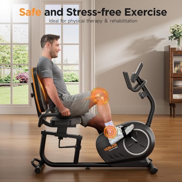 YOSUDA PRO Recumbent Exercise Bike for Home Use with Resistance Bands-Recumbent Bike with Smart Workout APP, Comfortable Seat, Pulse Sensor & 16-level Resistance - Image 7