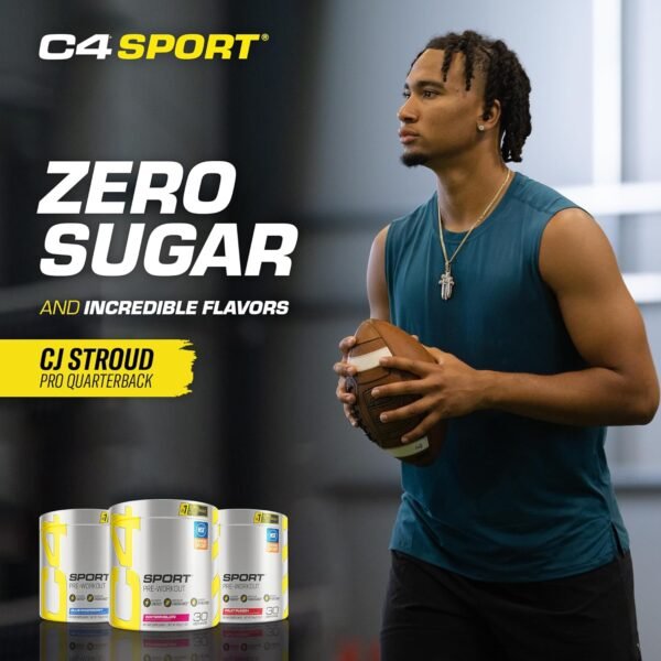 Cellucor C4 Sport Pre Workout Powder Blue Raspberry - Pre Workout Energy with Creatine + 135mg Caffeine and Beta-Alanine Performance Blend - NSF Certified for Sport 30 Servings - Image 5