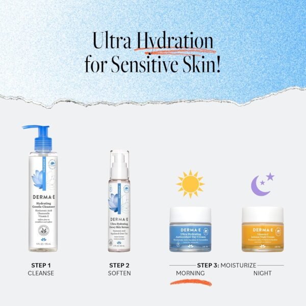 Derma E Ultra Hydrating Antioxidant Day Cream – Face Moisturizer with Hyaluronic Acid, Squalane, and Ceramides to Smooth and Nourish, Hydrating Face Moisturizer for Sensitive Skin, 2 Fl Oz - Image 6