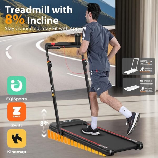 Walking Pad Treadmill, 3.0HP Under Desk Treadmill with Handle Bar and Incline, 300lbs Capacity with Removable Desk Workstation, Foldable Treadmill with Remote Control, APP for Home Office - Image 6