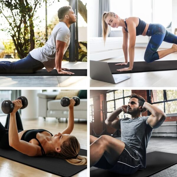MICRODRY Deluxe Fitness Exercise Yoga Mat for Home & Gym, Extra Thick for High Impact Training, Multi Layered Skid Resistant Surface, Odor Neutralizing with Carrying Strap - Image 4