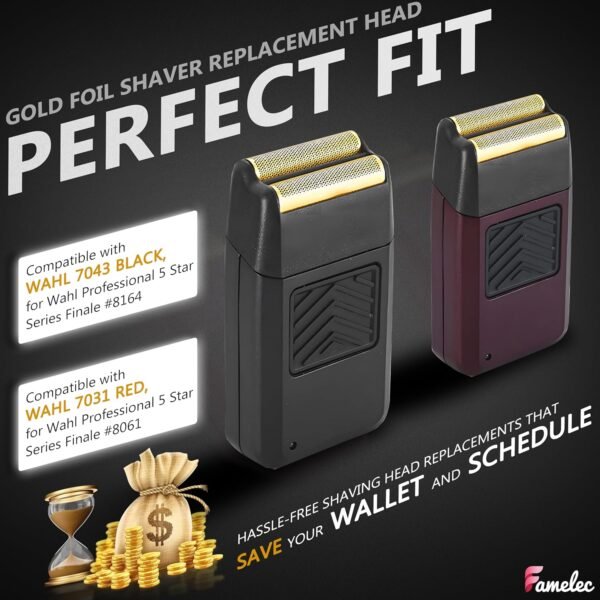 Black Razor Blades 5 Star Series for Wahl Foil Shaver Replacement Head Model 7031-100, 7043-100, Foil & Cutter Bar Assembly Compatible with Wahl Finale Replacement Foil, Head Shavers for Men - Image 4