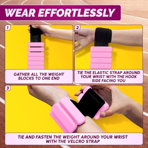 Pilates Ankle Weights 2 Lbs/1Lb Each - Ankle and Wrist Weights Leg Weights for Women Weighted Wristbands Arm Weights for Walking Wrist Weight - Pilates Weights Wrist and Ankle Weights for Women - Image 6