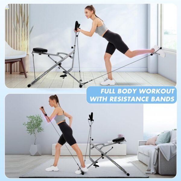 FLYBIRD Gray Squat Machine, Ride Rowing Machine for Glute Core Legs Cardio Exercise, 4 Adjustable Resistance Levels, Foldable & Easy Setup, Full Body Workout Home Gym, 350 LBS Capacity - Image 8