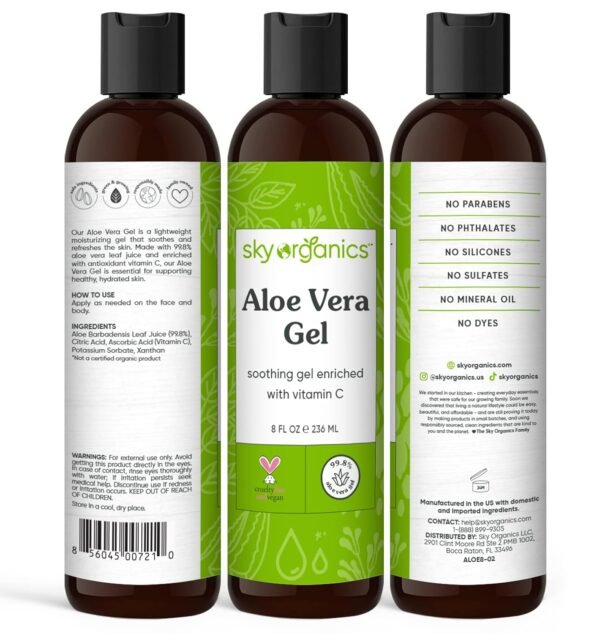 Sky Organics Aloe Vera Gel for Body, Cold-Pressed, to Cool, Hydrate & Soothe, 8 fl. Oz - Image 9